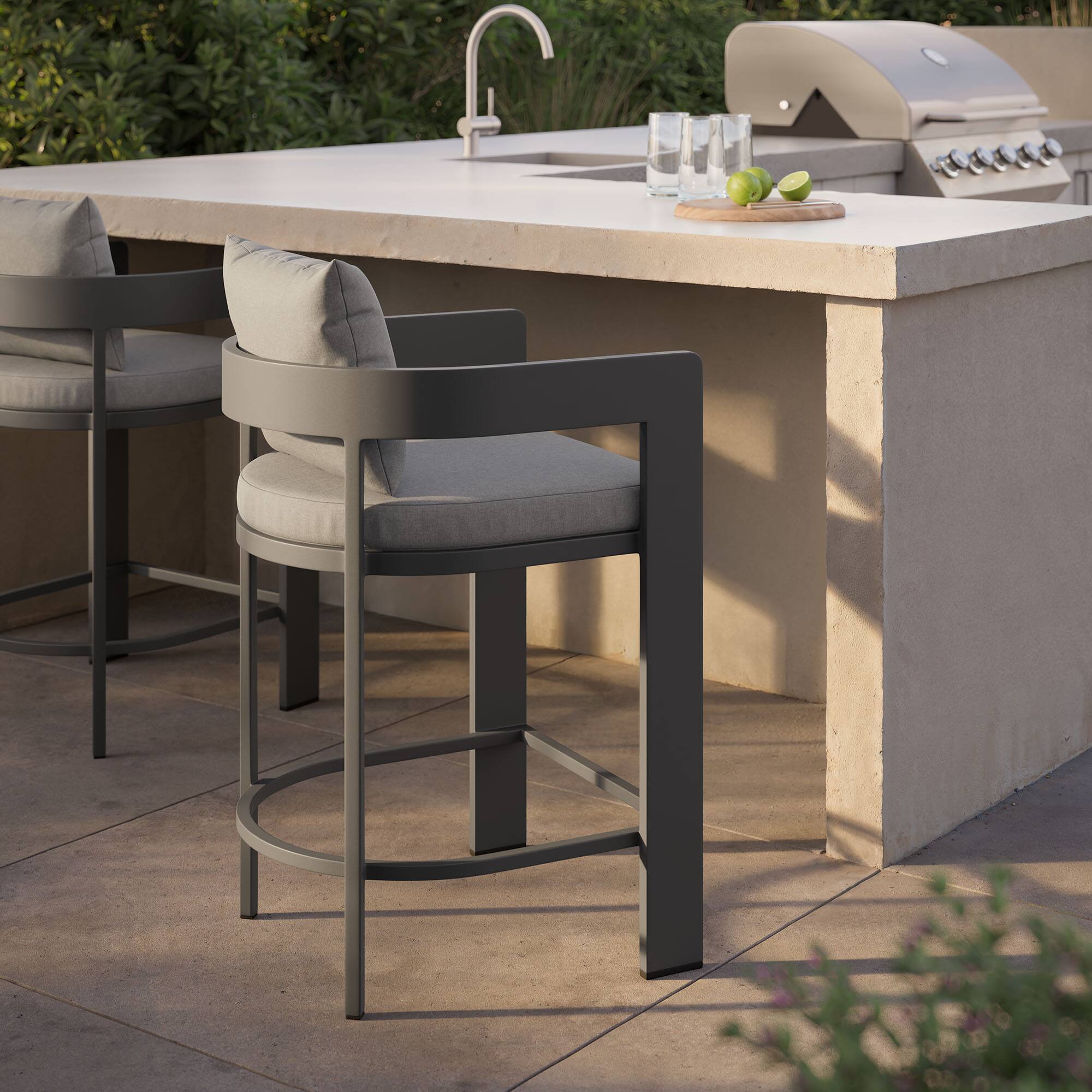 Alt View 1. Modway - Tahoe Outdoor Patio Aluminum Counter Stool by Modway - Gray.