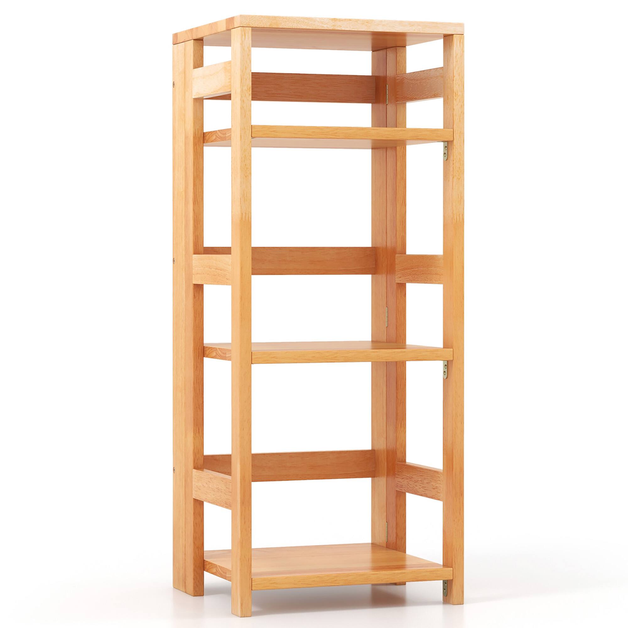 Alt View 9. Gymax - Gymax 4-Tier Bookshelf Floor Storage Shelf w/ Rubber Wood Frame Anti-Toppling Kits - Natural.