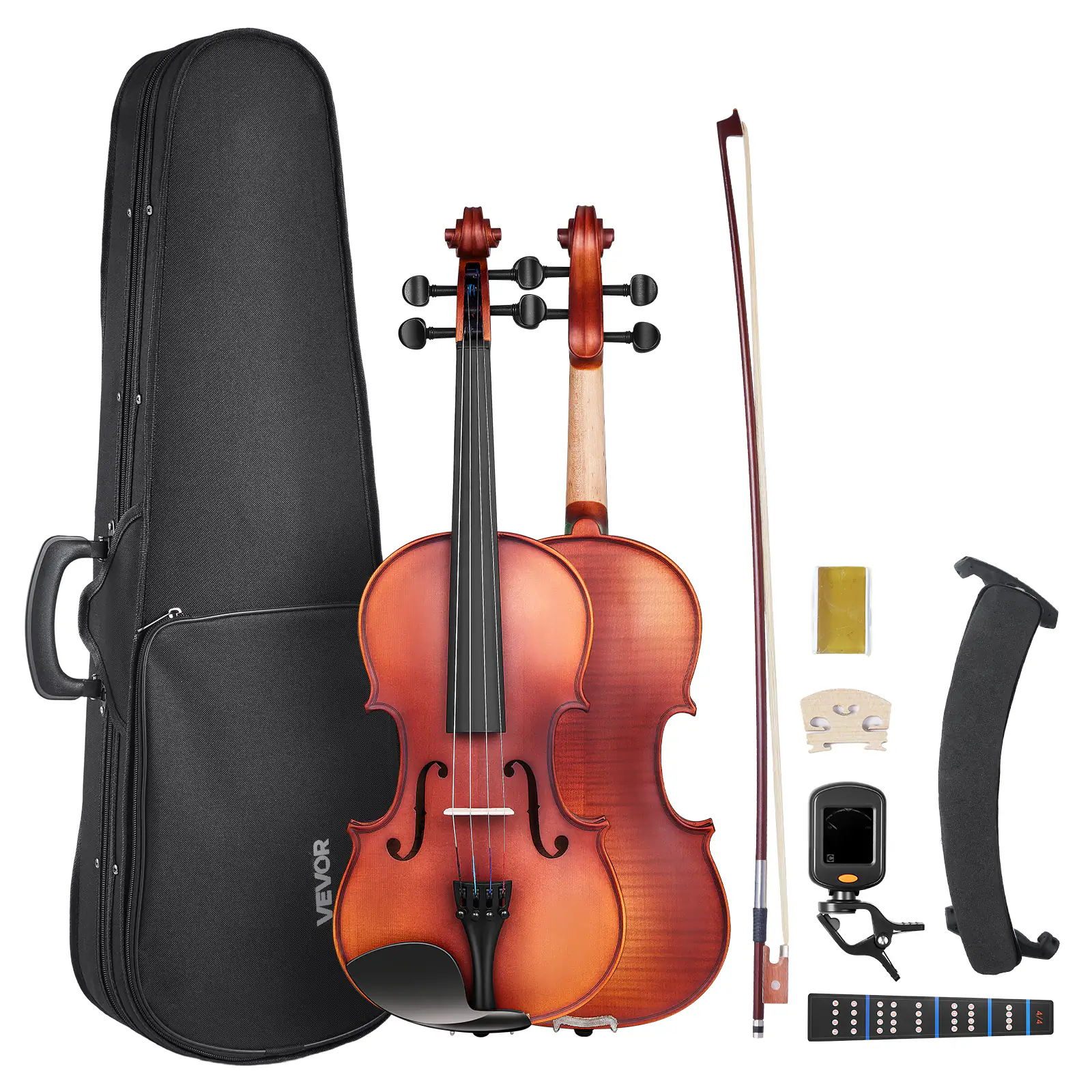 VEVOR - Violin 4/4 Full Size for Adults, Violin Fiddle Set for Beginners Student with Hard Case, Rosin,Bow, Shoulder Rest,Bridge - Brown