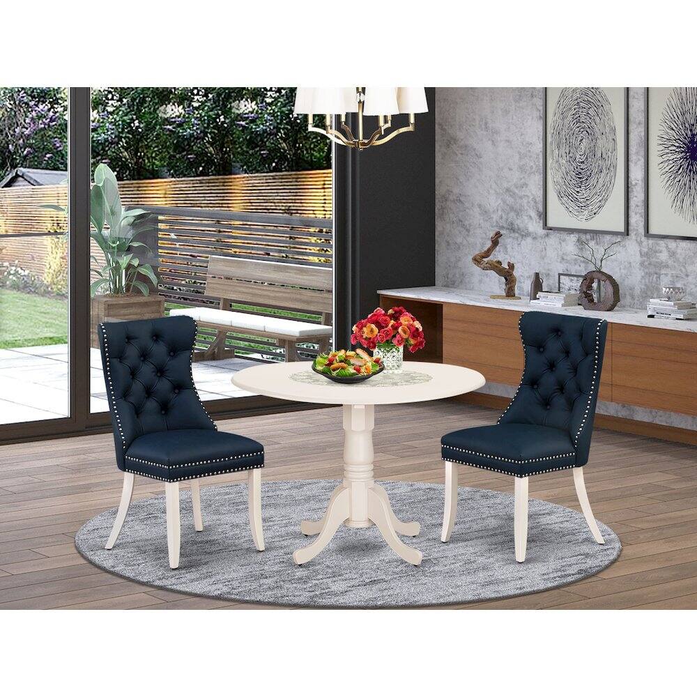 Alt View 8. East West Furniture - 3 Piece Kitchen Table & Chairs Set - White.