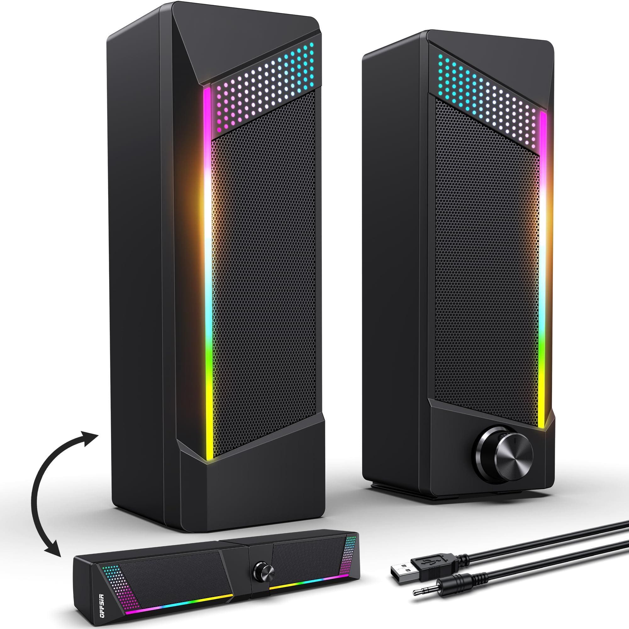 Cozy Serene - Usb Light Touch Computer Speakers 2 In 1 Pc Gaming For Laptop Desktop Monitor Rgb With Touch Lighting Usb 3.5mm - Default