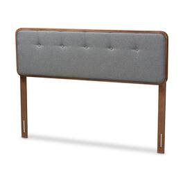 Baxton Studio - Palina Mid-Century Modern Fabric Upholstered Finished Wood Full Size Headboard - Dark Gray/Walnut