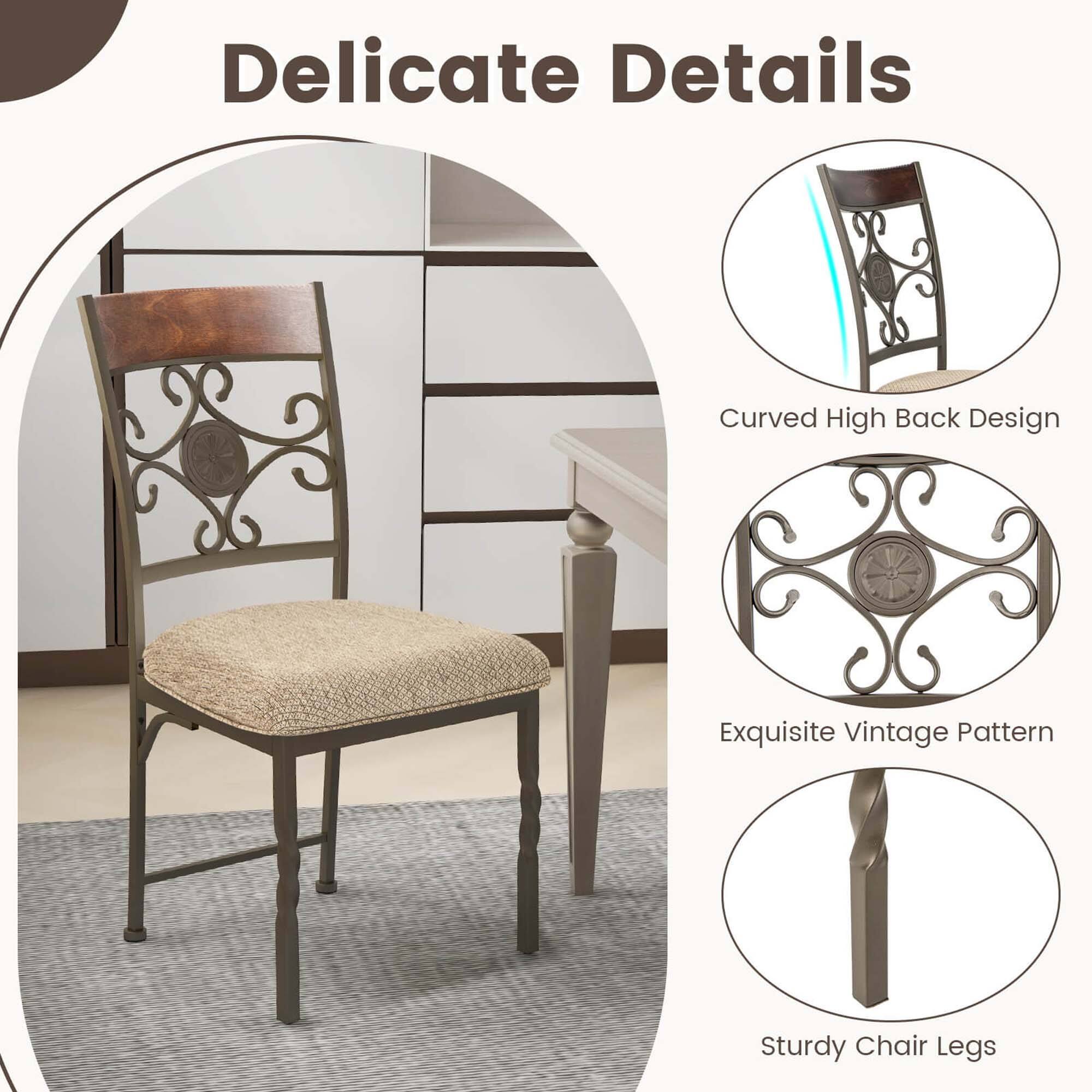 Delicate Details

- Curved High Back Design
- Exquisite Vintage Pattern
- Sturdy Chair Legs