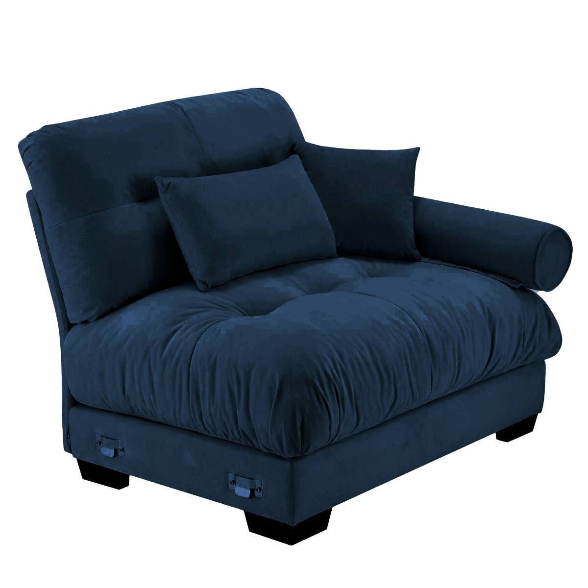 Angle. Ropilly - Ropilly Blue Velvet Sofa Single Seat Sofa with Pillows Deep Seat Modular Sofa Section - Blue.