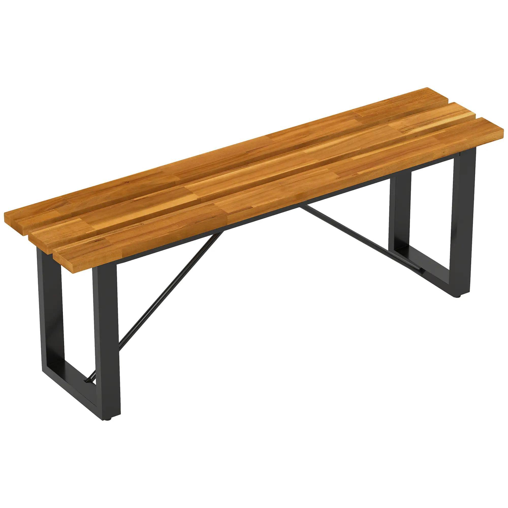 Left. Resenkos - Resenkos Acacia Bench, 2-Seater Backless Outdoor Loveseat, Slatted Seat, Perfect for Porch & Park,Teak - Teak.