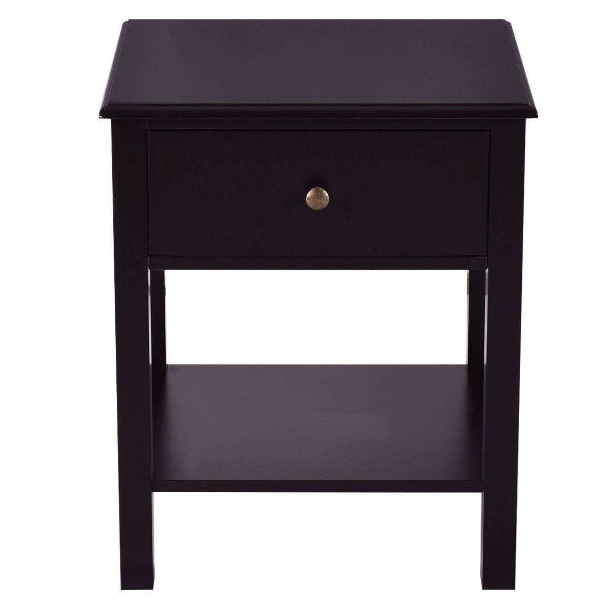 Alt View 13. Costway - End Table Nightstand Storage Display Furniture Drawer Shelf Beside - Brown.