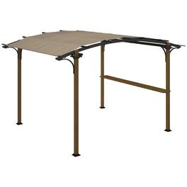 Outsunny - 12' x 10' Outdoor Pergola, Pergola Canopy with Bar Counter, UV-resistant Arched Top, Aluminum and Steel Frame - Natural Wood