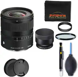 Sigma - 15mm F1.4 DC | Contemporary for Sony E Mount Basic Bundle - Black