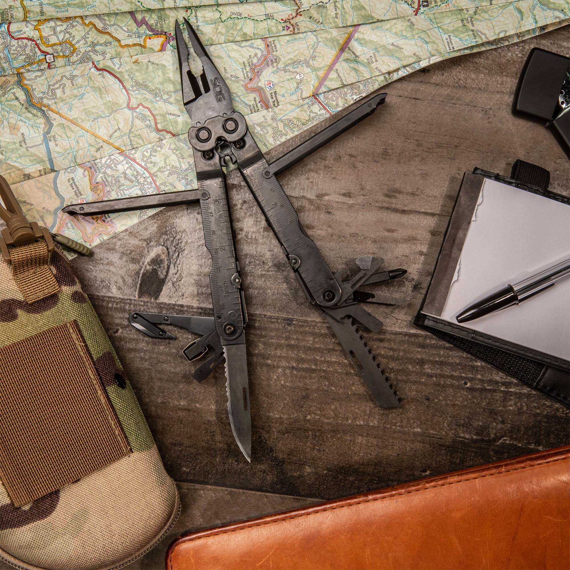 Alt View 4. SOG - SOG Powerlock Stainless Steel Folding V Cutter 18 Tool Multi Tool Pliers, Black - Black.