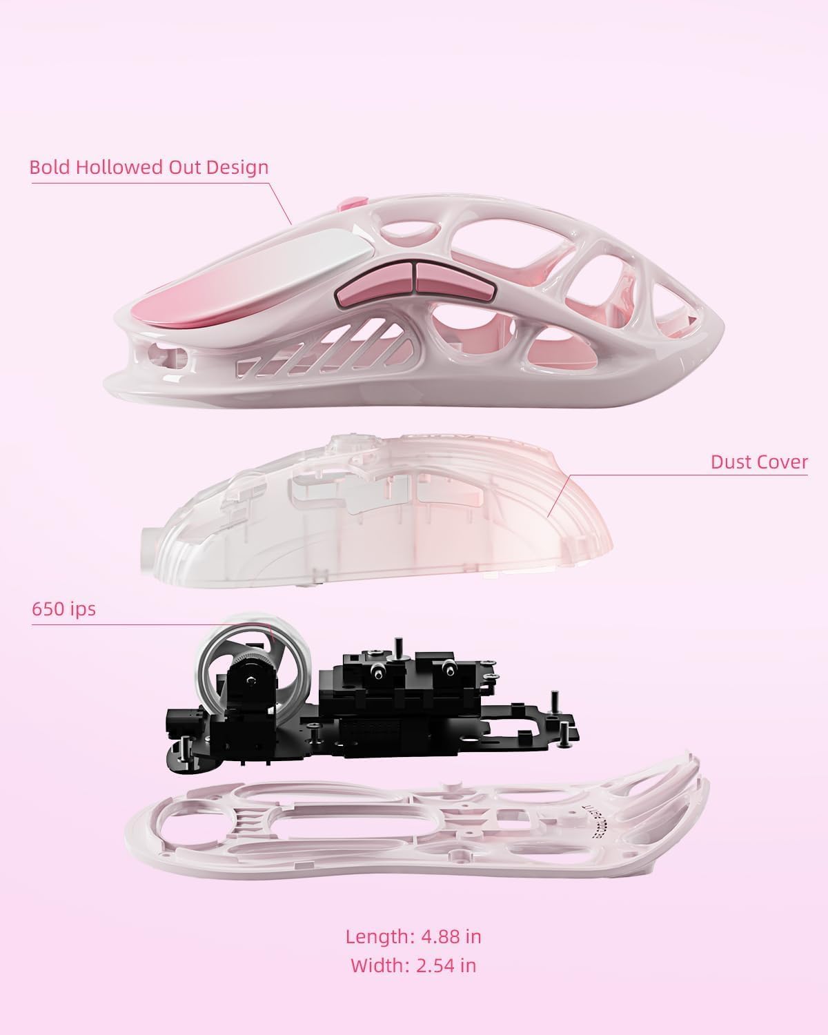 Bold Hollowed Out Design Dust Cover  
650 ips  
Length: 4.88 in  
Width: 2.54 in