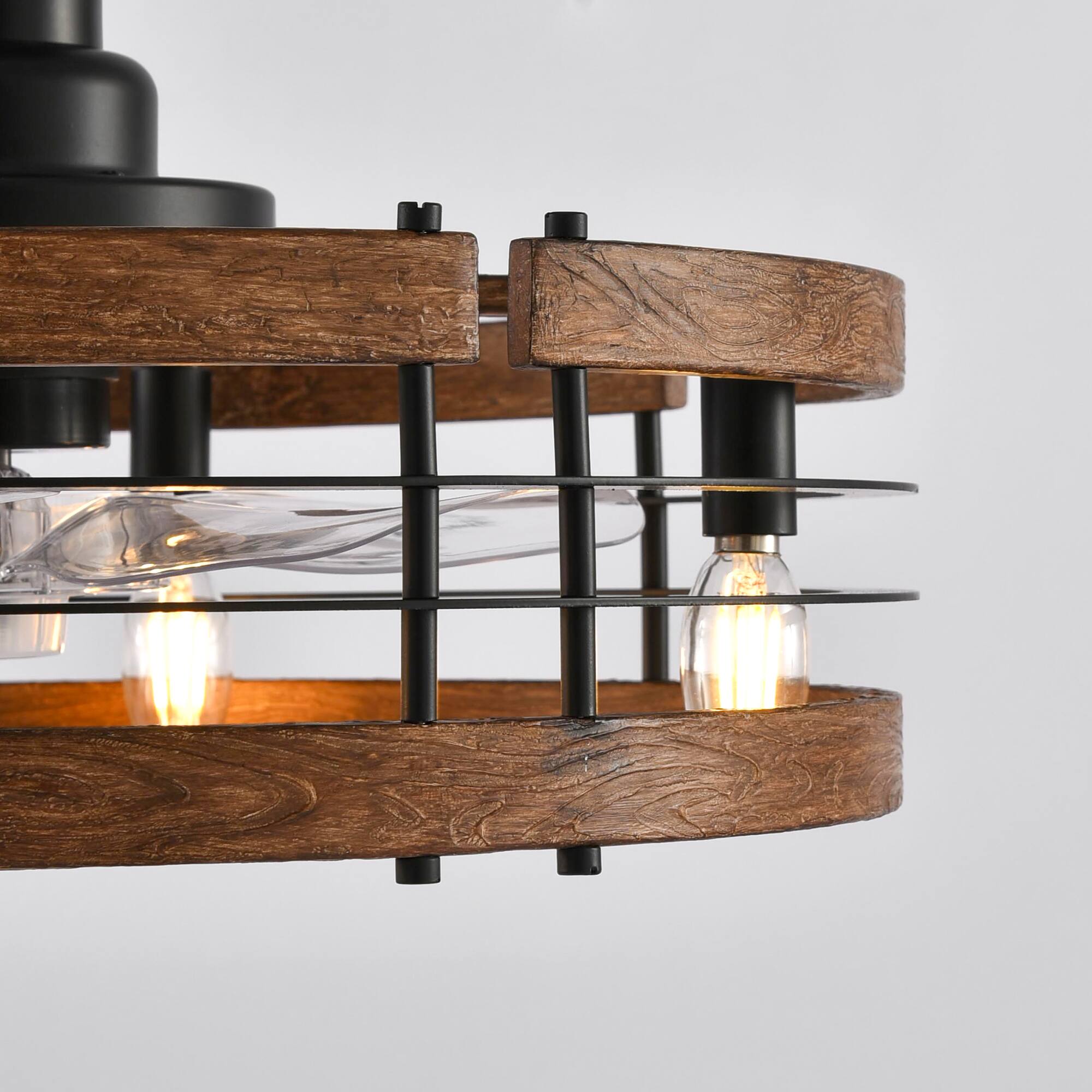 Alt View 4. Breezary - 20-Inch Cage Ceiling Fan with E12 Lights, 5-Blade DC Motor, 6-Speed Remote, Downrod Mount, Timer - 20-inch black.