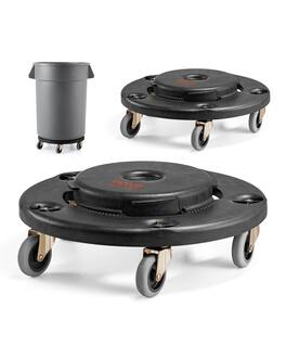 VEVOR - Trash Can Dolly, Fit 20, 32, 44, 55 Gallon Containers, 2 Packs Round Trash Can Roller Base with 4 Lockable Wheels - Black