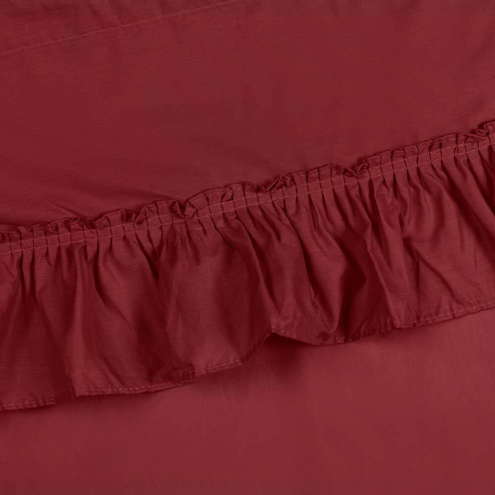 Left. Ellis Curtain - Ellis Stacey 1.5" Rod Pocket High Quality Fabric Solid Color Window Ruffled Swag 60"x38" Merlot - Merlot.