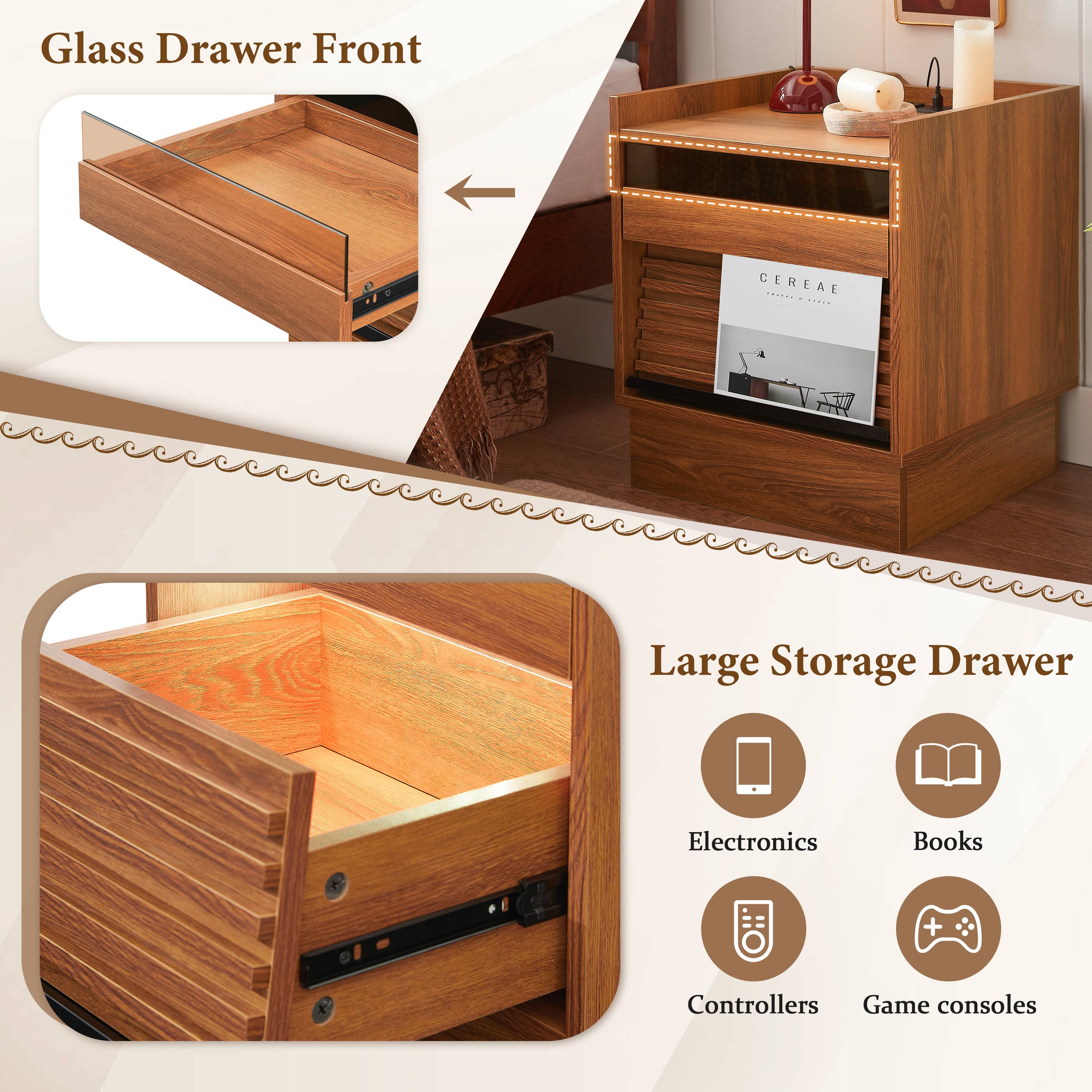 Glass Drawer Front

Large Storage Drawer

Electronics  
Books  
Controllers  
Game consoles