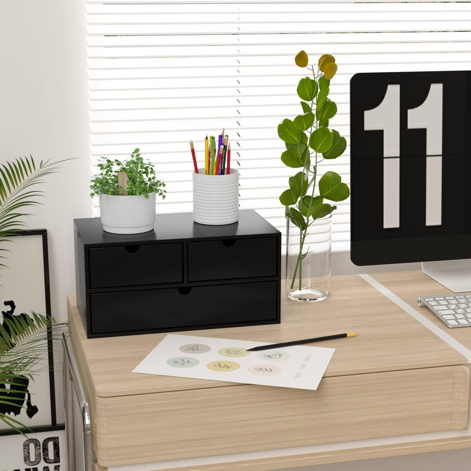 Alt View 4. Paradigms Interiors - Desk Organizer - Mini Drawer Tabletop Storage Organization For Office Or Home - Nature 2 Drawers.