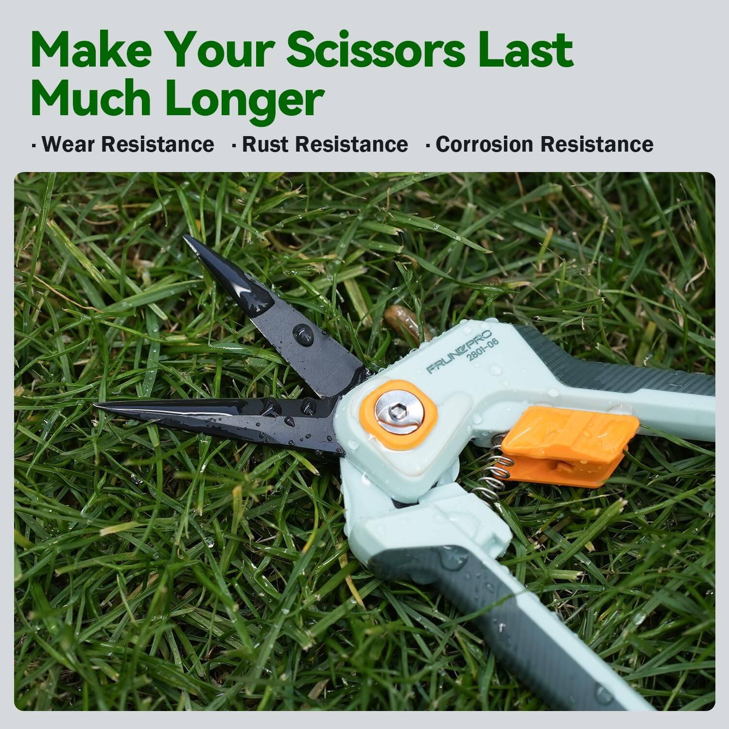 Make Your Scissors Last Much Longer  
- Wear Resistance  
- Rust Resistance  
- Corrosion Resistance  

2801-06  
FRUNZPRO  
FRU