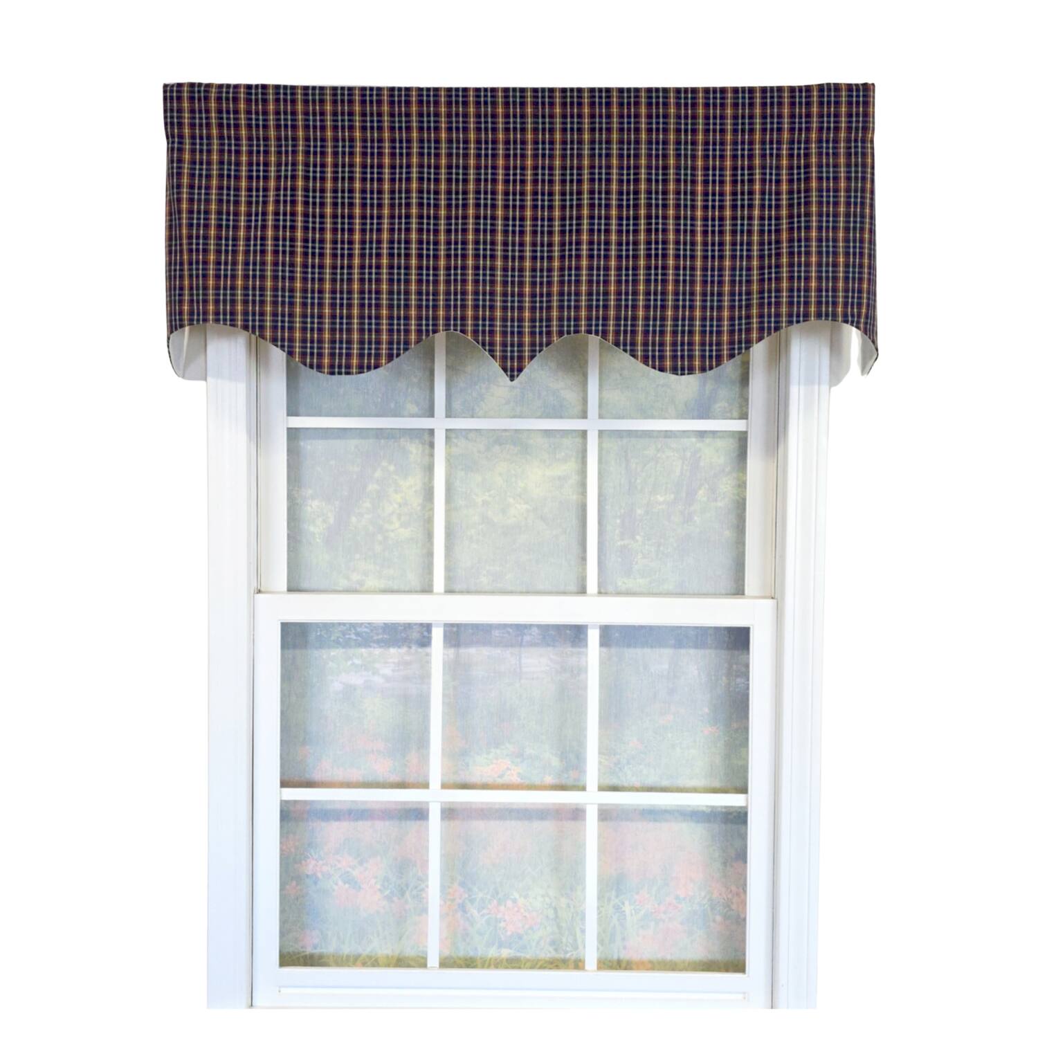 RLF Home - 100% Cotton Palermo Regal Fully lined Windows Rod Pocket Valance 50" x 17" - Navy