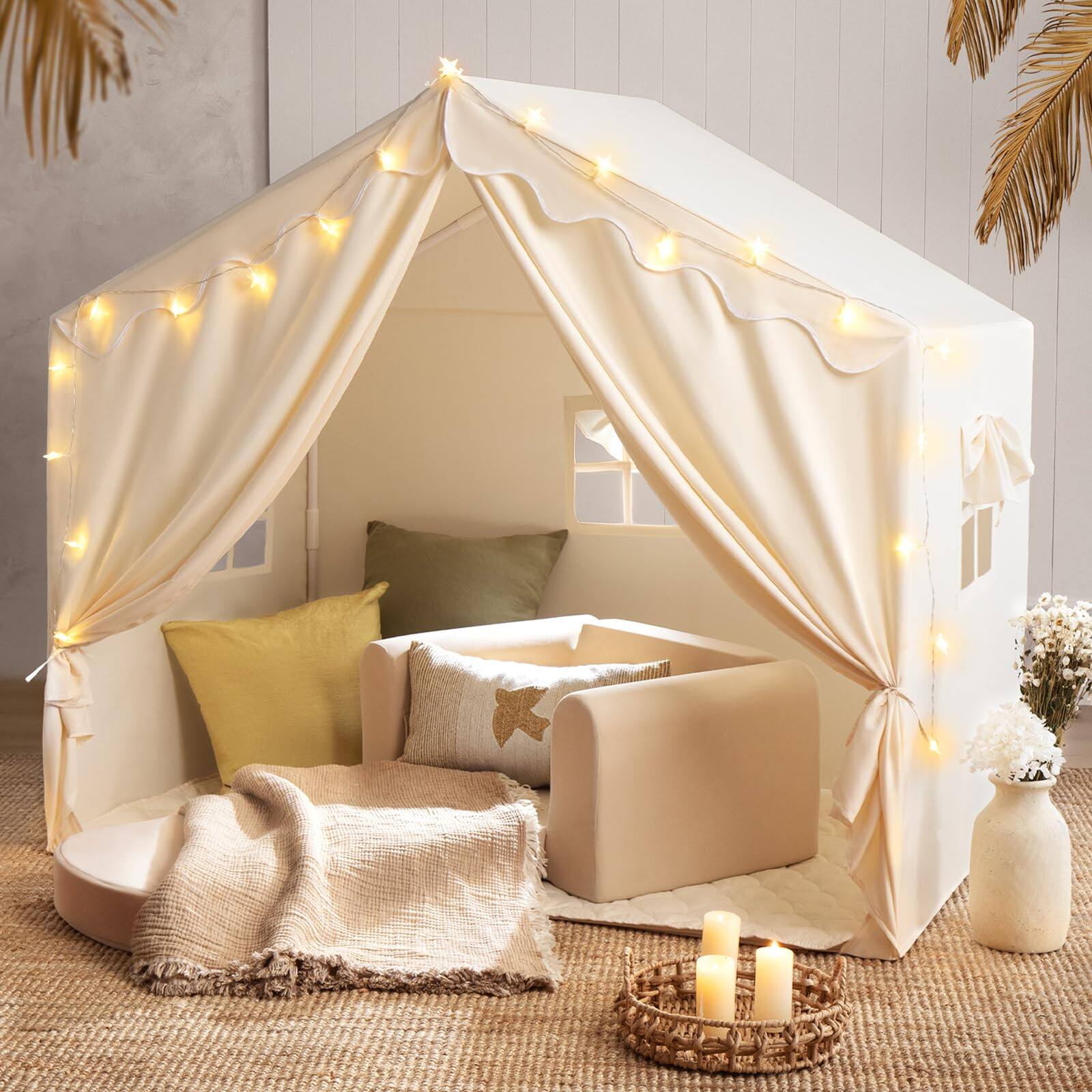 Alt View 1. Skar Audio - Tent With Mat And Star Lights Indoor Playhouse For x36"x52" Reading Nook & Modern Bed - Default.