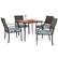 Alt View 6. Costway - 5 PCS Patio Dining Set with Wood-Plastic Tabletop & Umbrella Hole for Backyard - Brown.