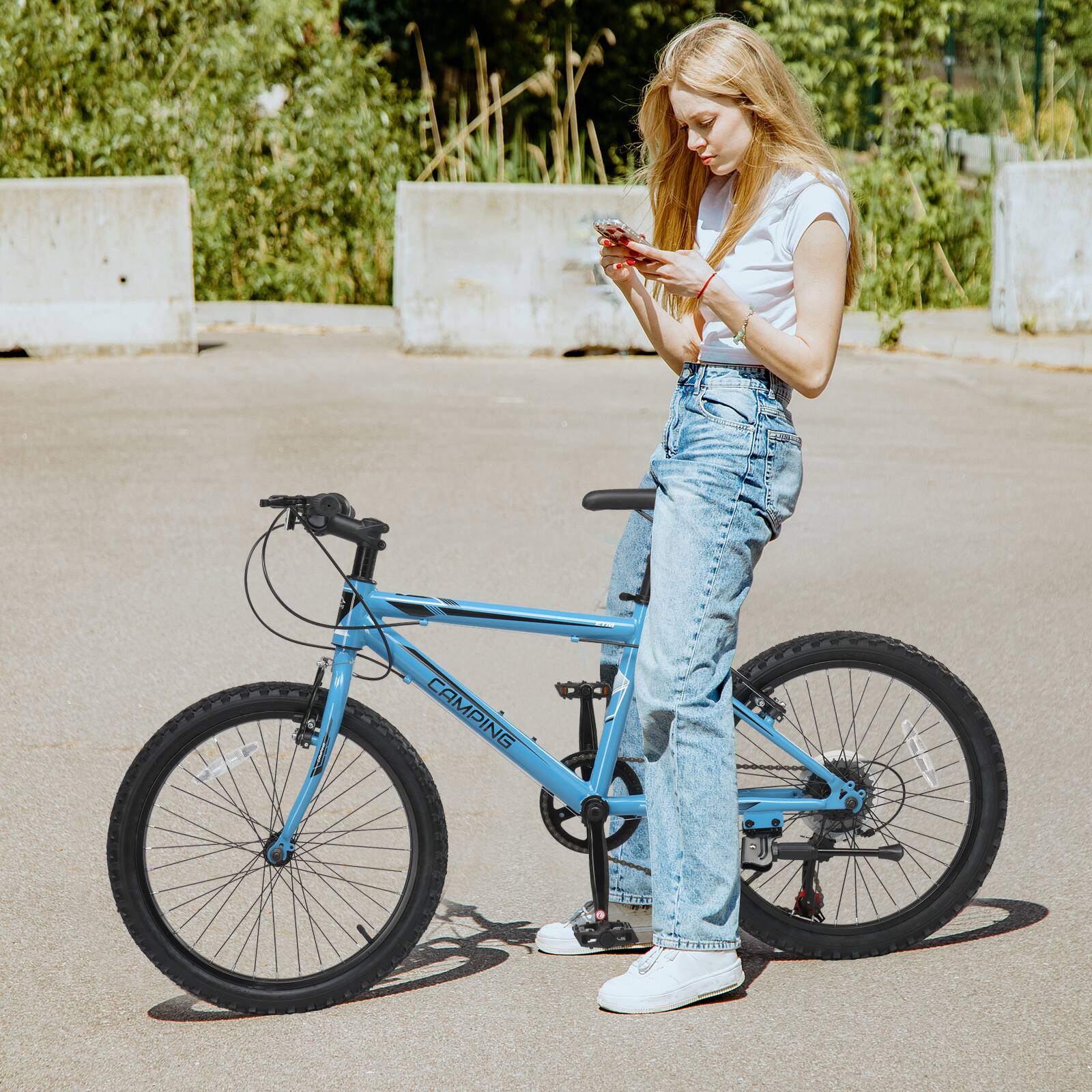 Back. Winado - 20 Inch Mountain Bike, 7-Speed Bicycle with Dual V-Brakes for Rider Height 45"-60",Dual Disc/V Brakes, Suspension Fork - Blue.