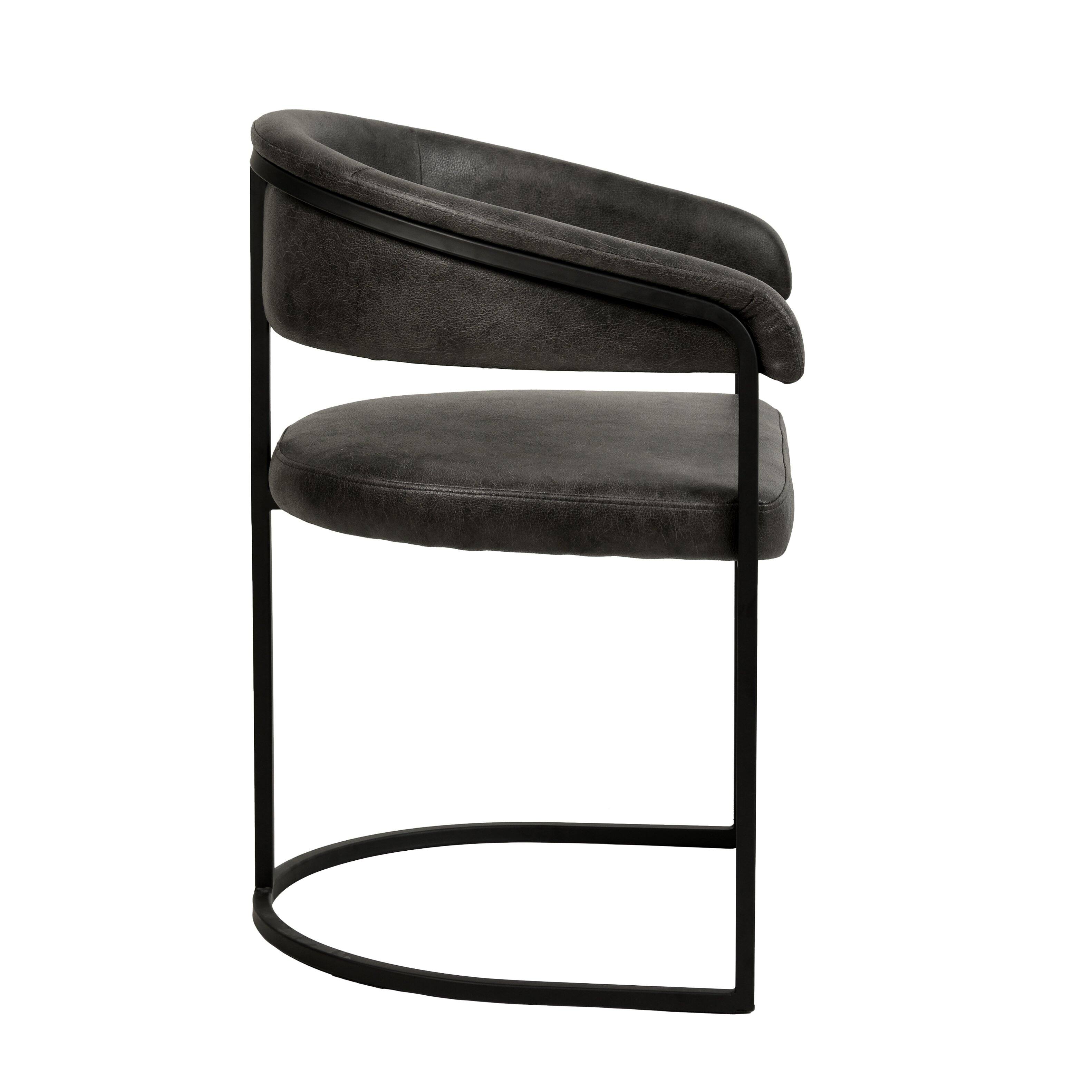 Alt View 3. LeisureMod - Aero Cantilever Dining Armchair, Modern Cushioned Kitchen Accent Chair with Metal Frame - Charcoal.