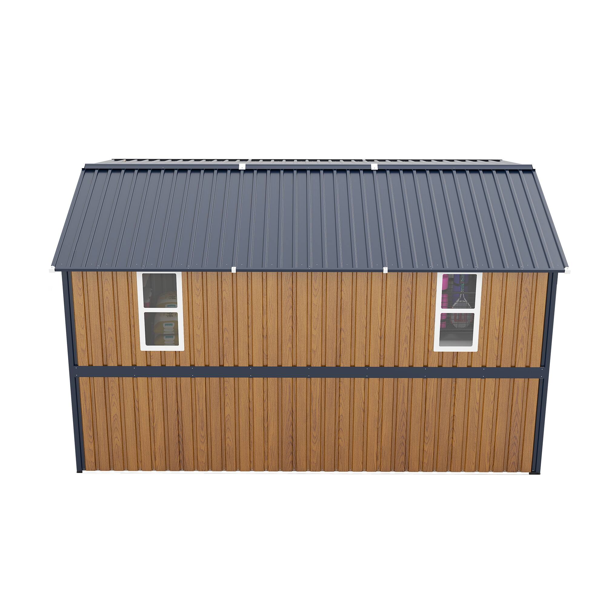 Alt View 7. Mondawe - 10X12 FT Outdoor Steel Storage Shed with Lockable Doors and 2 Windows - Yellow.