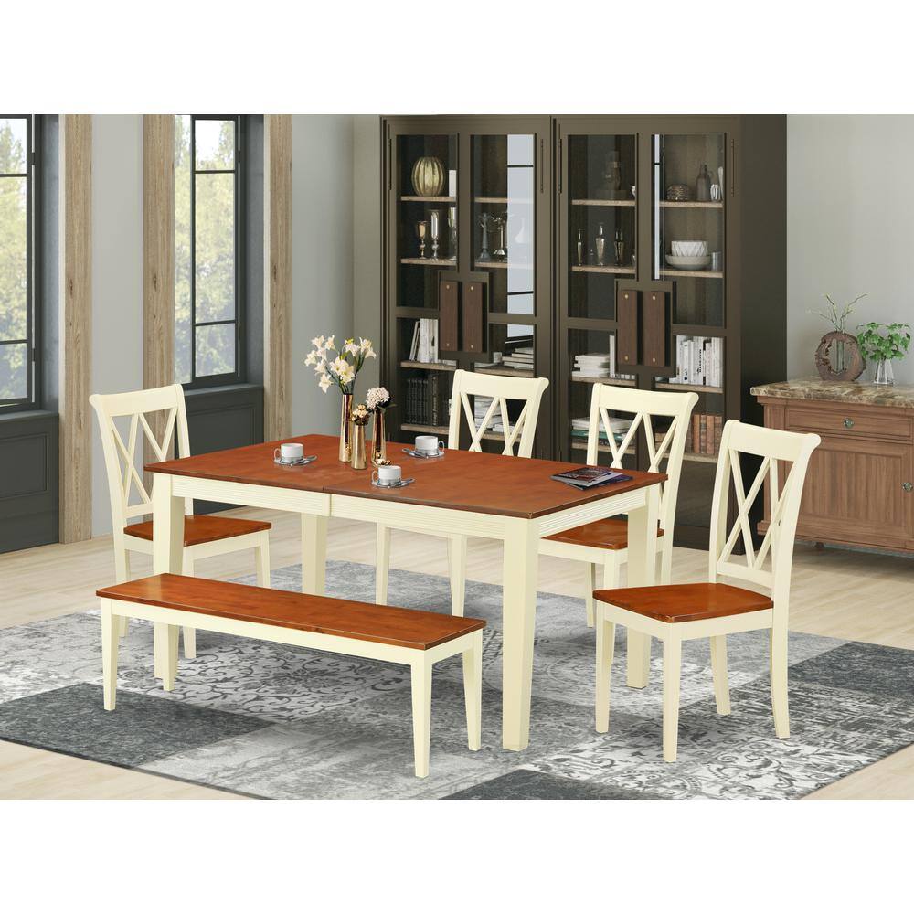 Back. East West Furniture - Dining Room Set Buttermilk & Cherry - Brown.