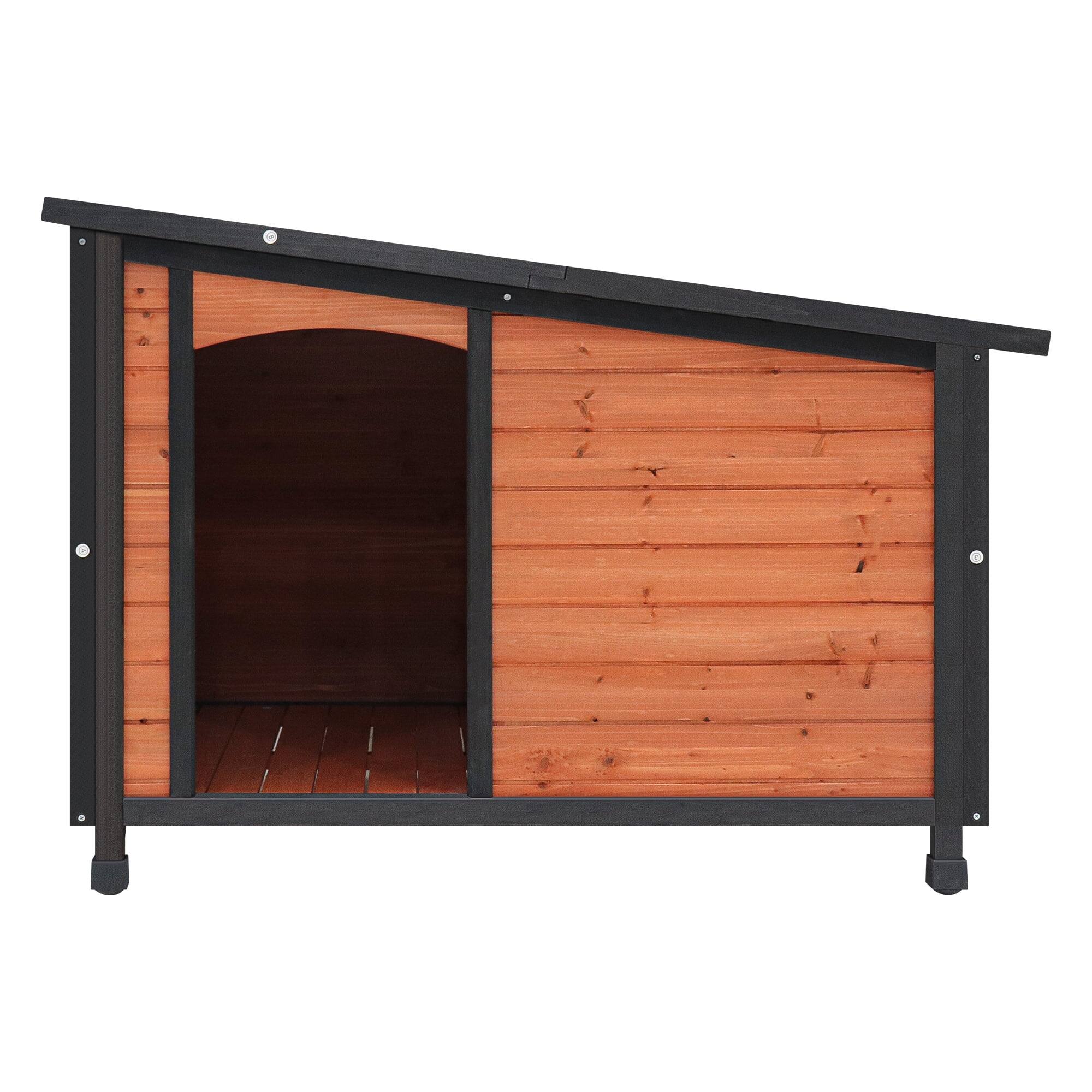 Alt View 4. Pefilos - 46" Wood Dog House for Large Dogs with PVC Roof and Removable Floor Outdoor Weatherproof Pet Cat House.