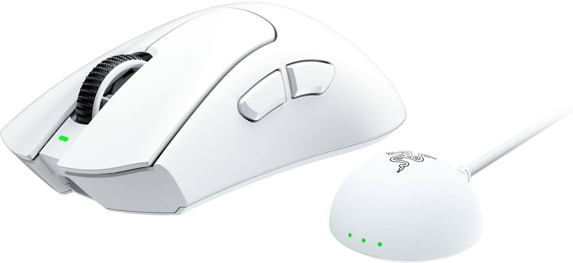 Alt View 5. Razer - DeathAdder V4 Pro Lightweight Optical Gaming Mouse with 150 Hour Battery - White.