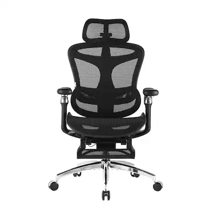 Front. SIHOO - C300 Computer Chair with Footrest,Gaming Chair with Soft 4D Armrests, Dynamic Lumbar Support and Swivel Office Chair - Basic - Black.