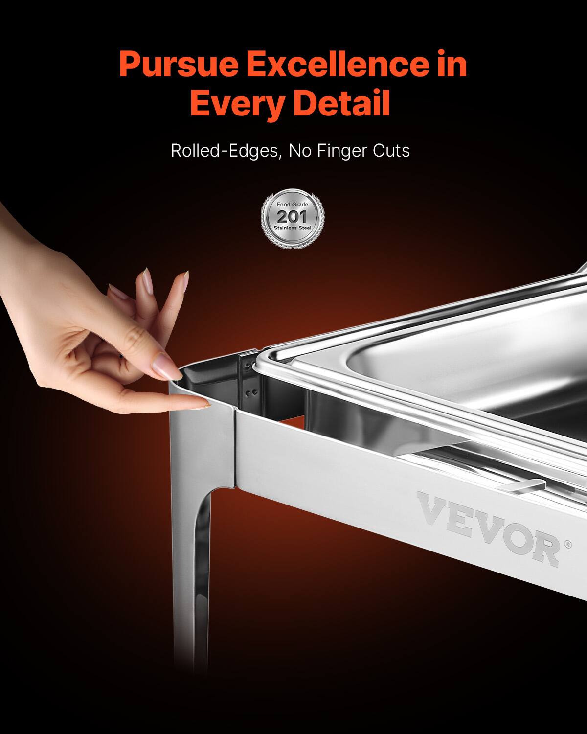 Pursue Excellence in Every Detail Rolled-Edges, No Finger Cuts Food Grade 201 Stainless Steel VEVOR