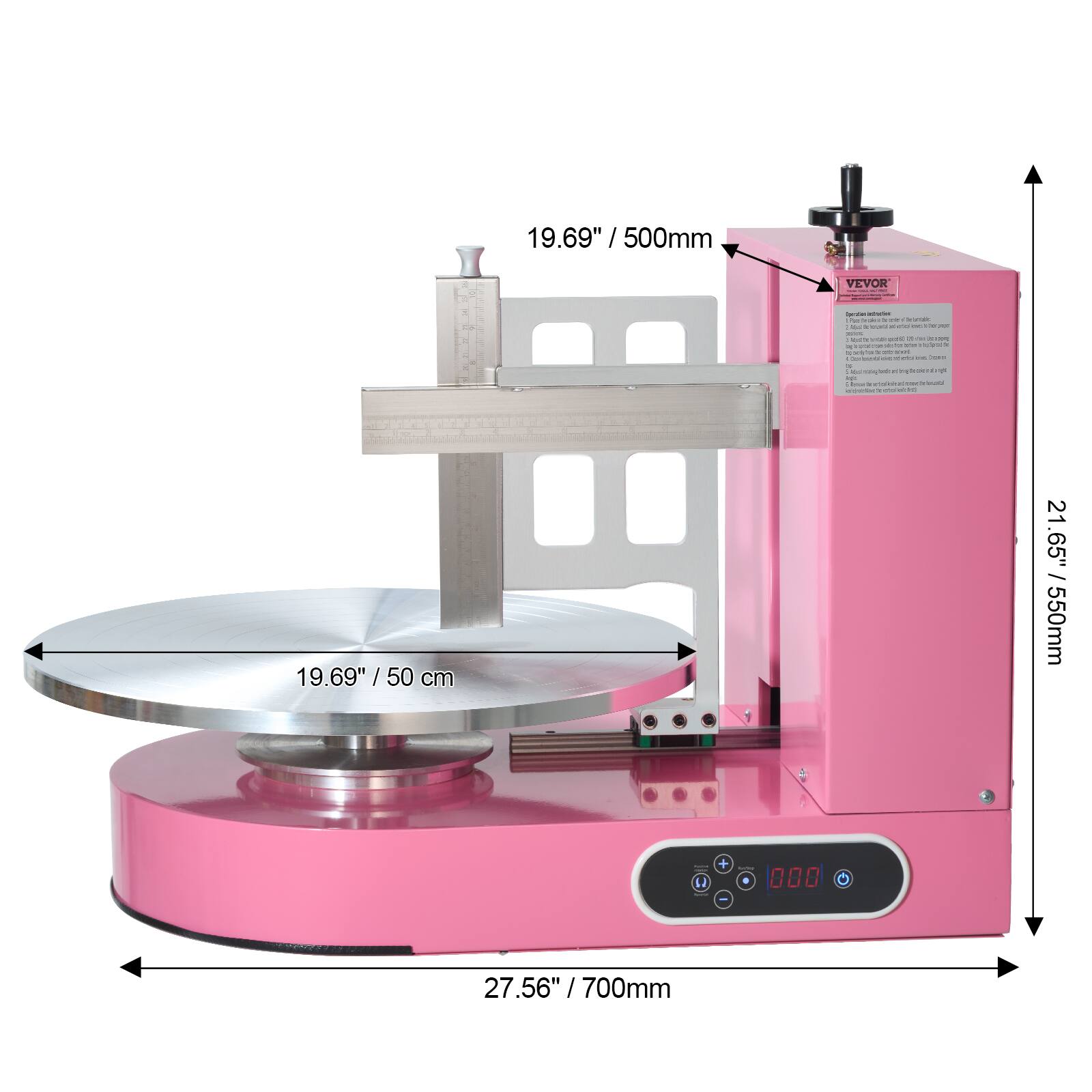 19.69" / 500mm  
19.69" / 50 cm  
21.65" / 550mm  
27.56" / 700mm