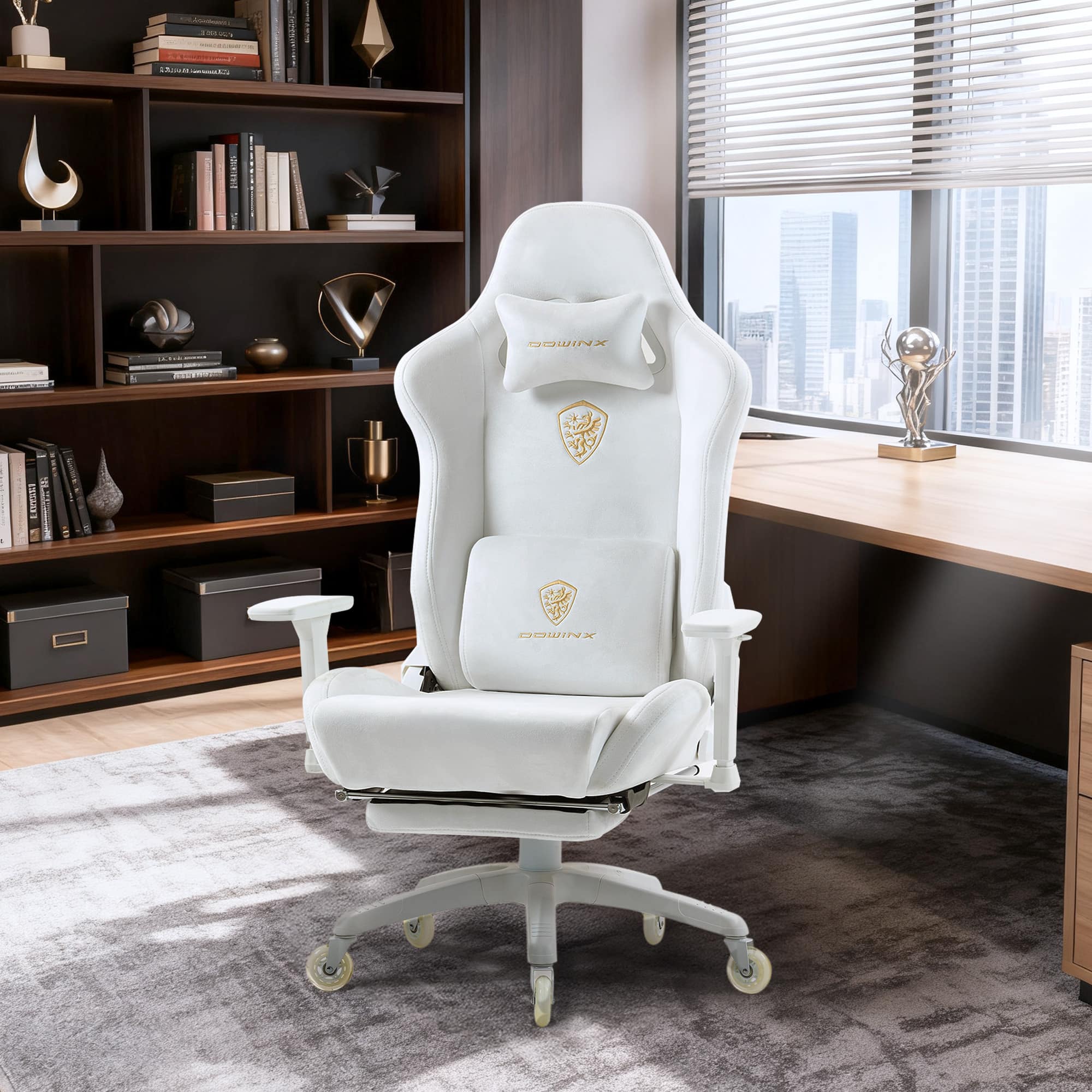 Dowinx Gaming Chair with Rollerblade Wheels, Suede Fabric Office