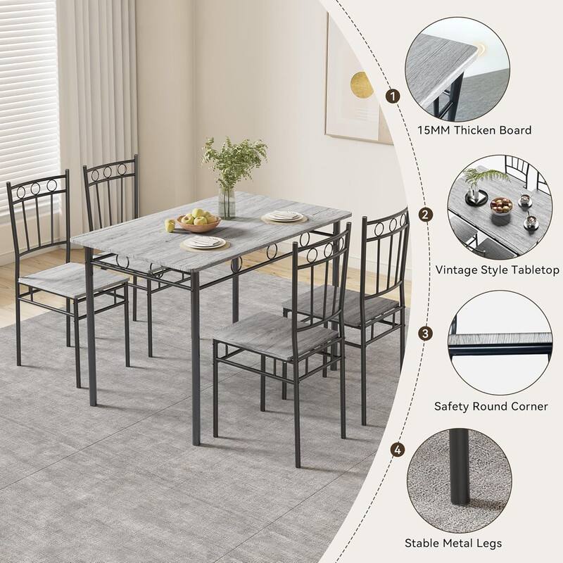 1. 15MM Thick Board  
2. Vintage Style Tabletop  
3. Safety Round Corner  
4. Stable Metal Legs