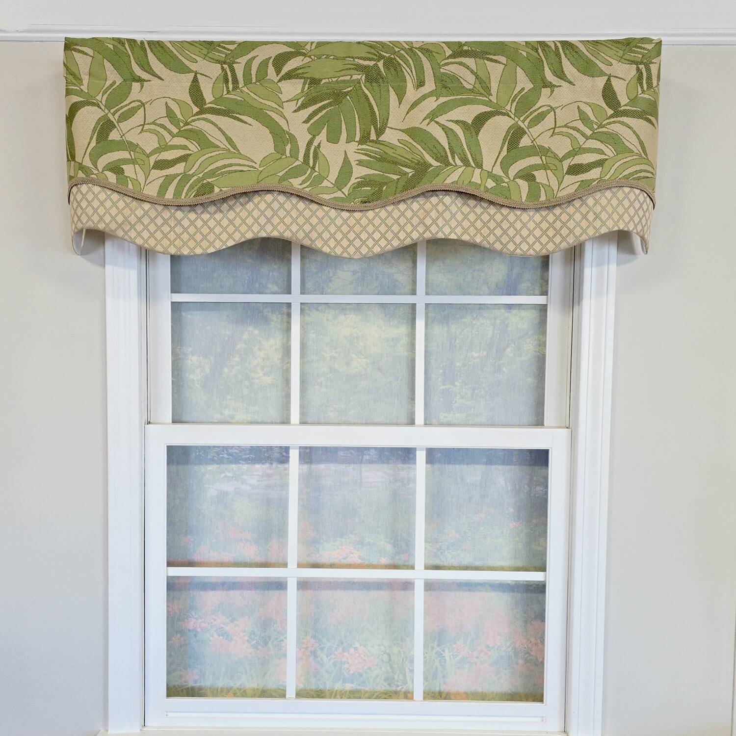 Angle. RLF Home - RLF Home 100% Cotton Breeze Glory  Fully lined Windows Rod Pocket Valance 50" x 16"  Green - Green.