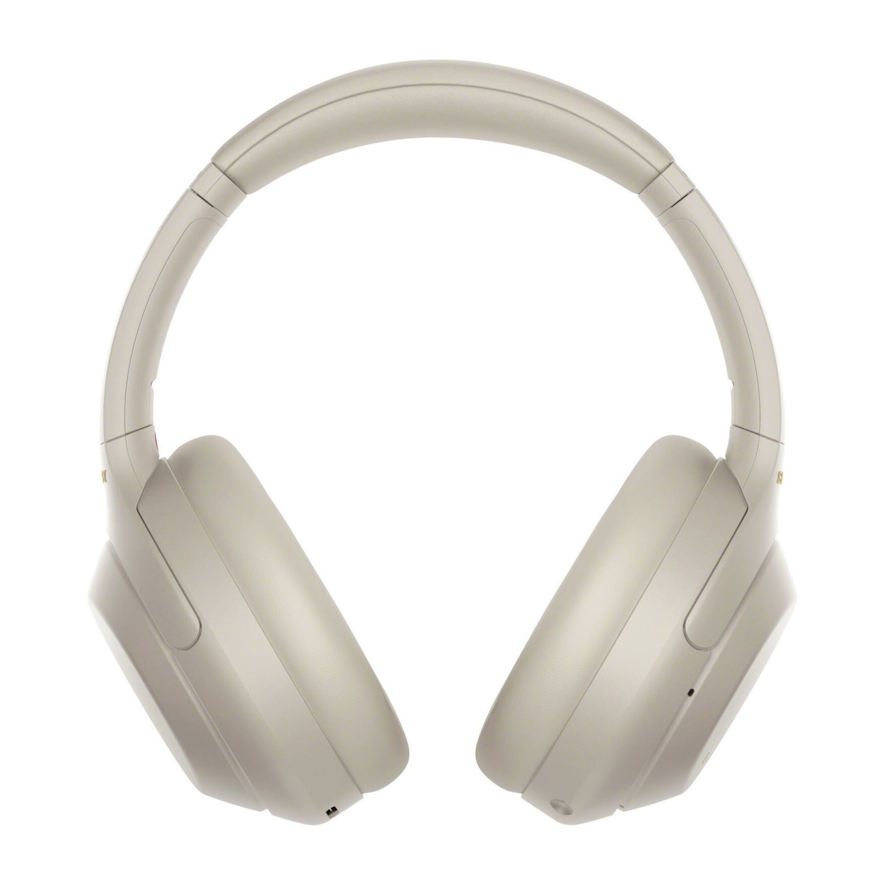 Angle. Sony - Sony WH-1000XM4 Wireless Noise Canceling Over-Ear Headphones (Silver) Bundle - Silver.