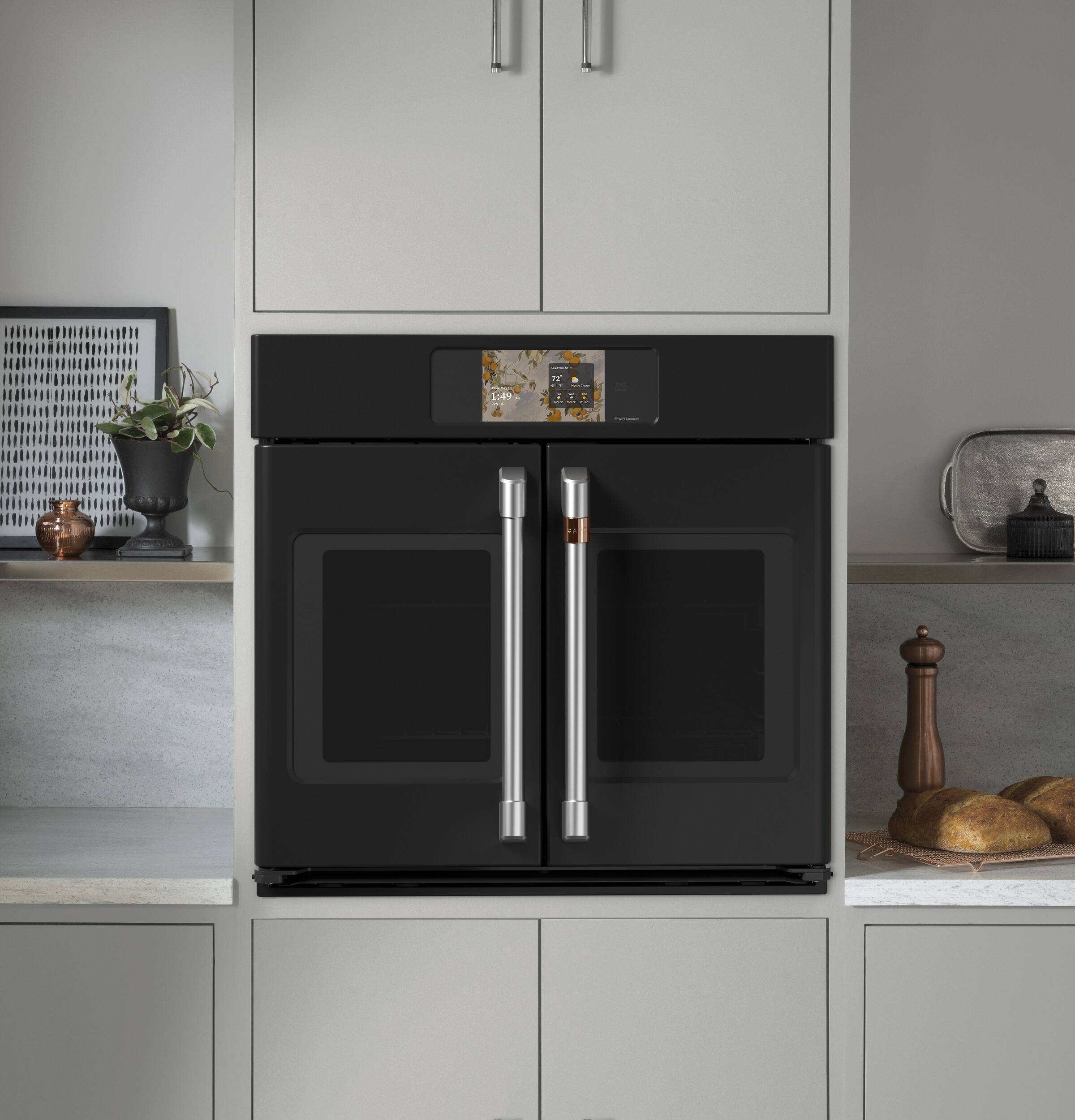 Alt View 12. Café - 30" Smart Built-In Single Electric Convection French-Door Wall Oven with Air Fry and Precision Cooking Modes - Matte Black.