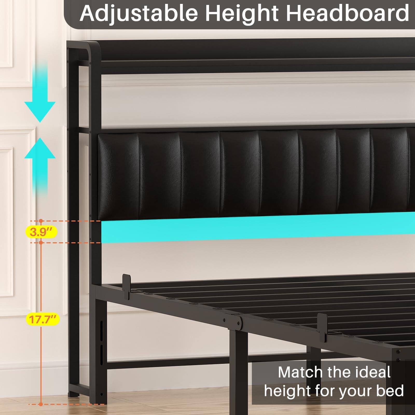 Adjustable Height Headboard 3.9" 17.7" Match the ideal height for your bed
