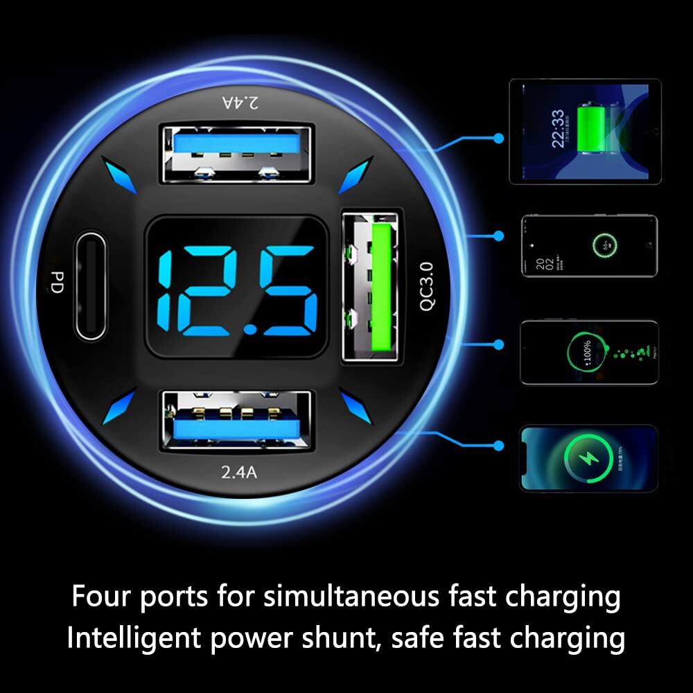 2.4A 22:33 PD 12.5 QC3.0

I *100% 2.4A

Four ports for simultaneous fast charging

Intelligent power shunt, safe fast charging