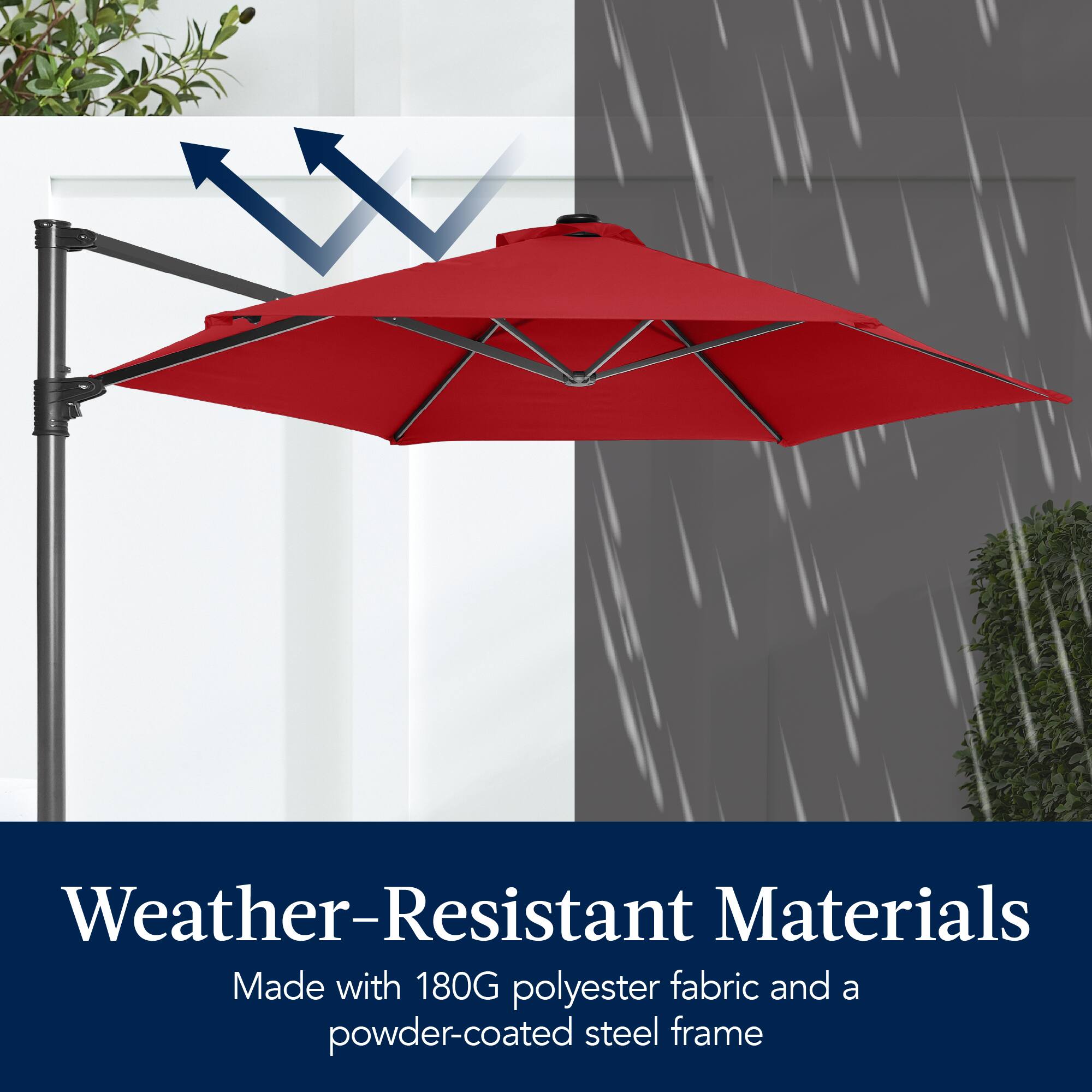 Weather-Resistant Materials: Made with 180G polyester fabric and a powder-coated steel frame.