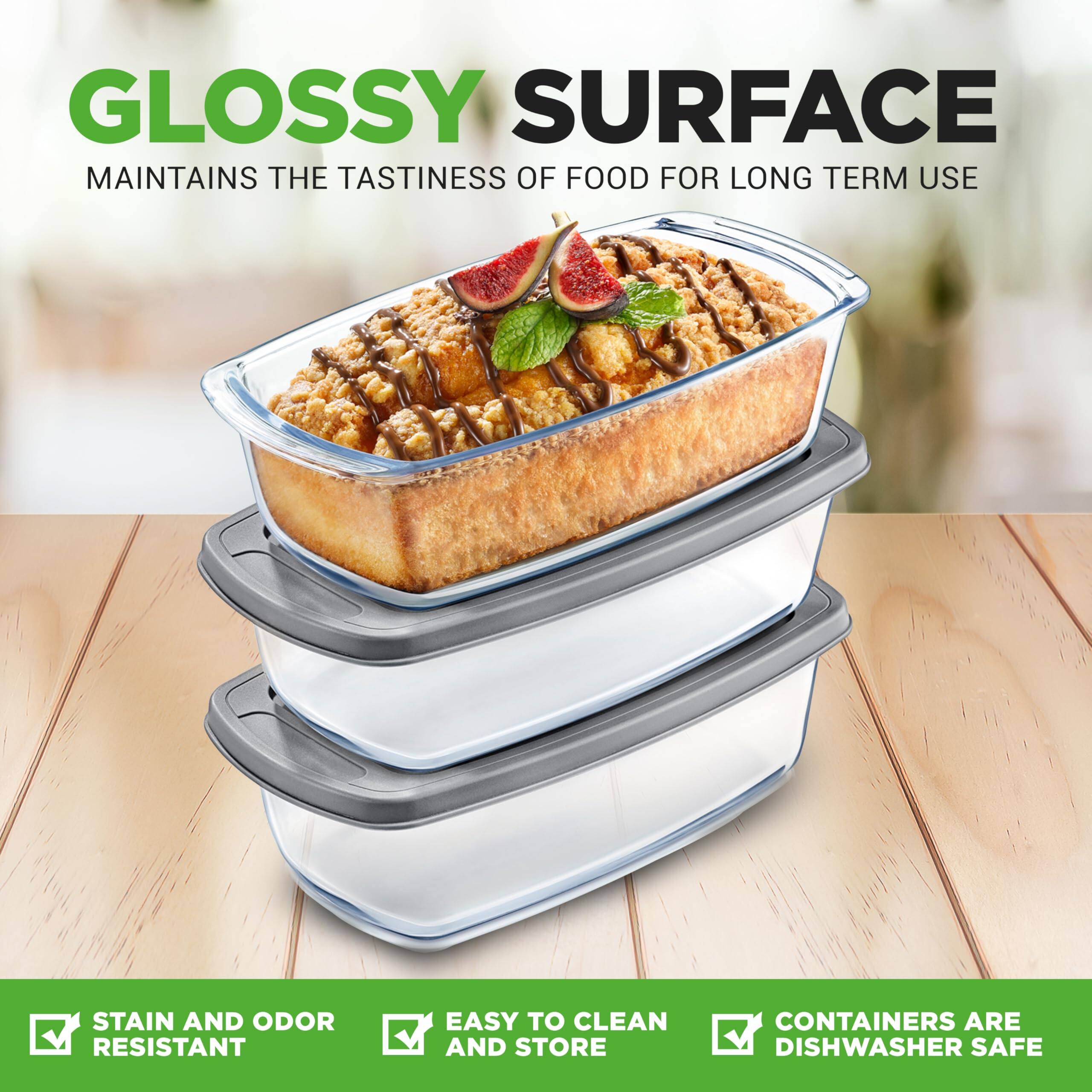 GLOSSY SURFACE  
MAINTAINS THE TASTINESS OF FOOD FOR LONG TERM USE  

STAIN AND ODOR RESISTANT  
EASY TO CLEAN AND STORE  
CONTAINERS ARE DISHWASHER SAFE