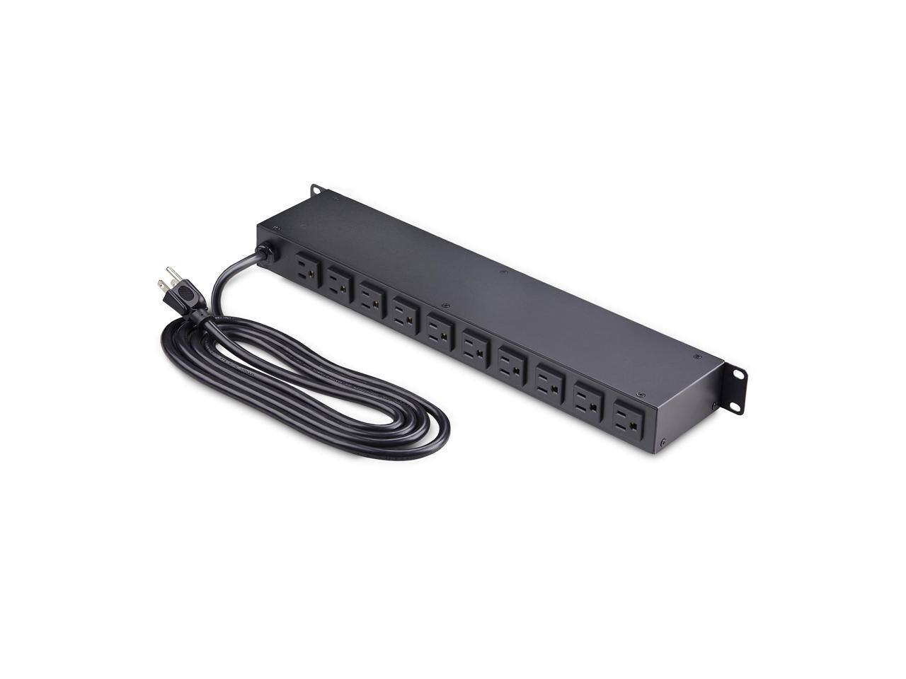 Alt View 1. StarTech.com - StarTech 12NM8-RACK-MOUNT-PDU 12-Outlet 1U Metered PDU w/Surge, 125V/15A, 8ft Cable - Black.