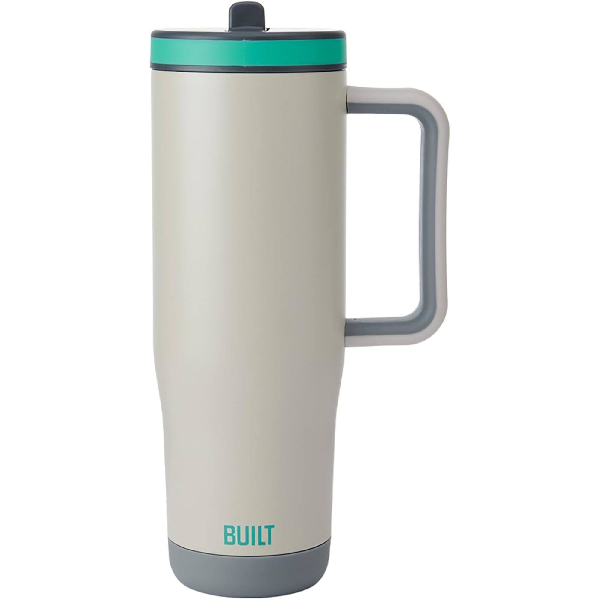 Left. Built - Built Cascade 40 oz Flip Straw Tumbler - Concrete Grey.
