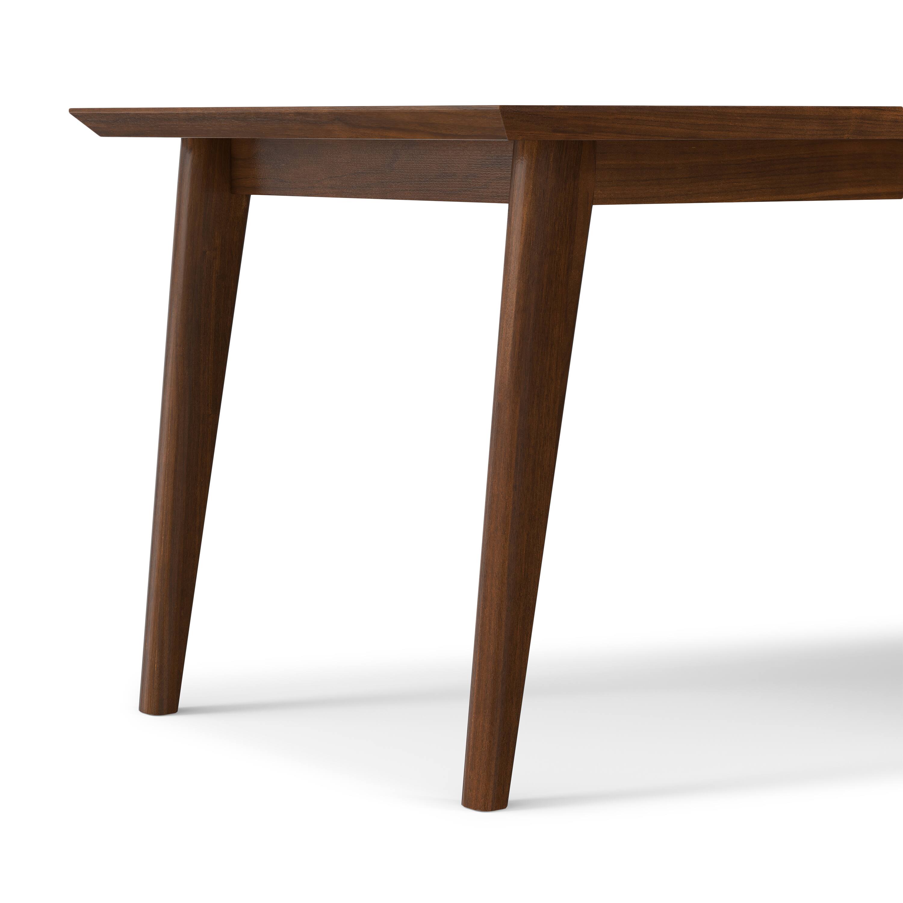 Alt View 5. Simpli Home - Draper SOLID WOOD and Rubberwood 66 inch x 40 inch Rectangle Mid Century Modern Dining Table in WALNUT WOOD - Walnut Veneer.