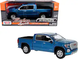 2019 GMC Sierra 1500 Denali Crew Cab Pickup Truck Blue Metallic 1/24-1/27 Diecast Model Car by Motormax