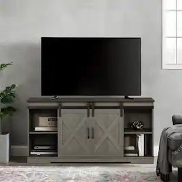 Vaczon - 56 Inch Farmhouse TV Stand with Sliding Barn Doors, Storage Cabinets, Modern Media Console for Living Room - Gray