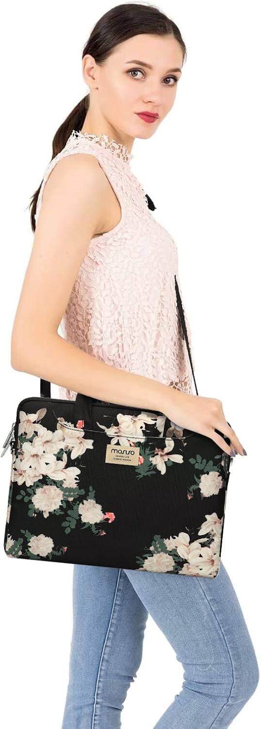 Angle. mosiso - Laptop Shoulder Bag 13-13.3 inch Notebook Carrying Briefcase Sleeve for MacBook Pro 14 inch HP Dell ASUS Acer Surface - Syringa.
