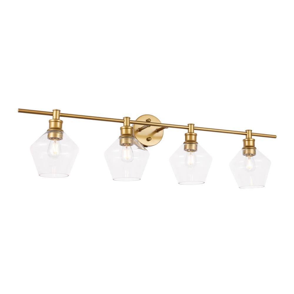 Back. Living District - Gene 4 light Brass and Clear glass Wall sconce - Brass And Clear Glass.