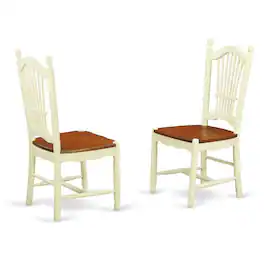 FurniFact - Elegant Wooden Dining Chair Set of 2 for Kitchen and Dining Room - Buttermilk & Cherry