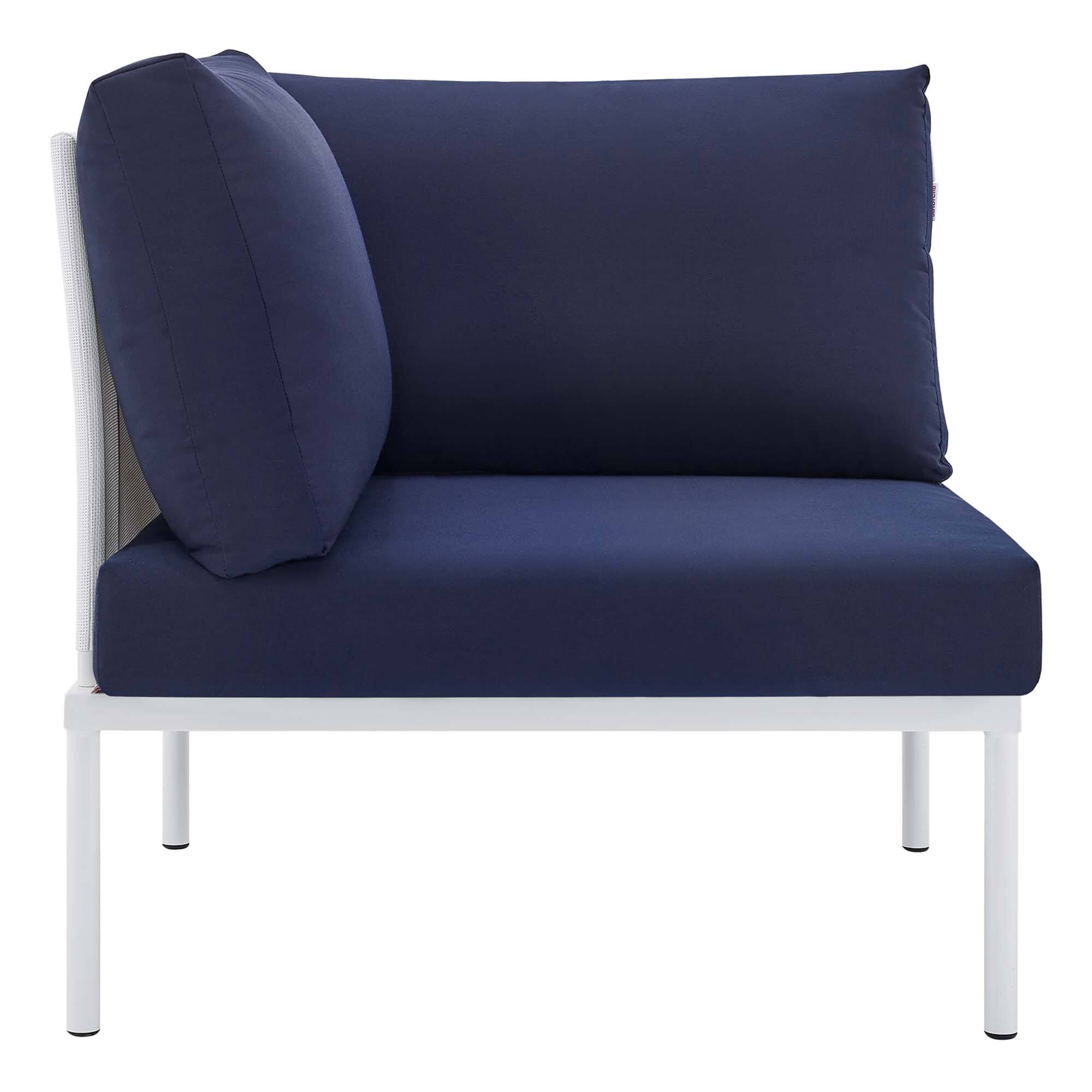 Alt View 1. Modway - Harmony Sunbrella® Outdoor Patio All Mesh Corner Chair by Modway - White Navy.